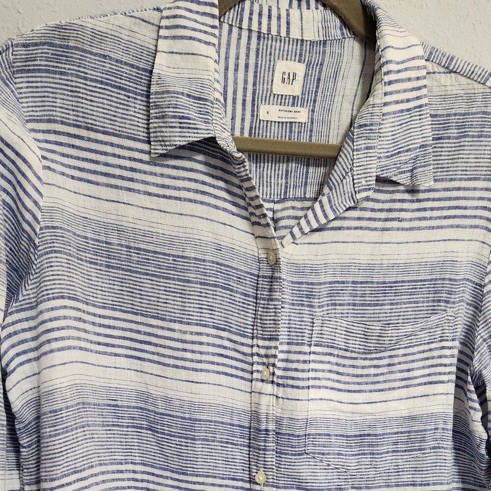 Gap Women's Oversized Relaxed Linen Boyfriend Button Down Shirt Small Med Large